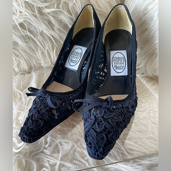 Emma Hope Marine Blue Mesh Heels - Picture 1 of 14